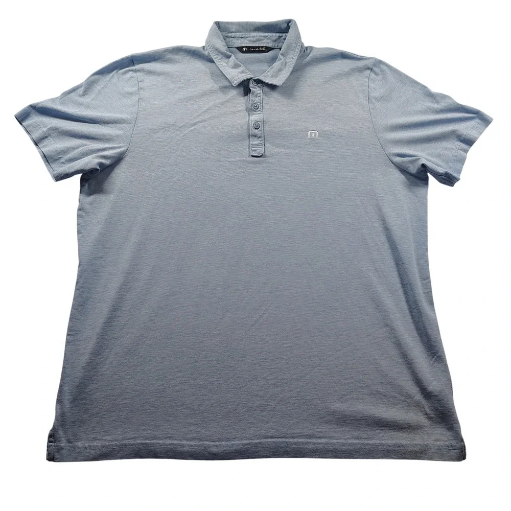 Travis Mathew Mens XXL Light Blue Micro Stripe‎ Pima Cotton Blend Polo Shirt